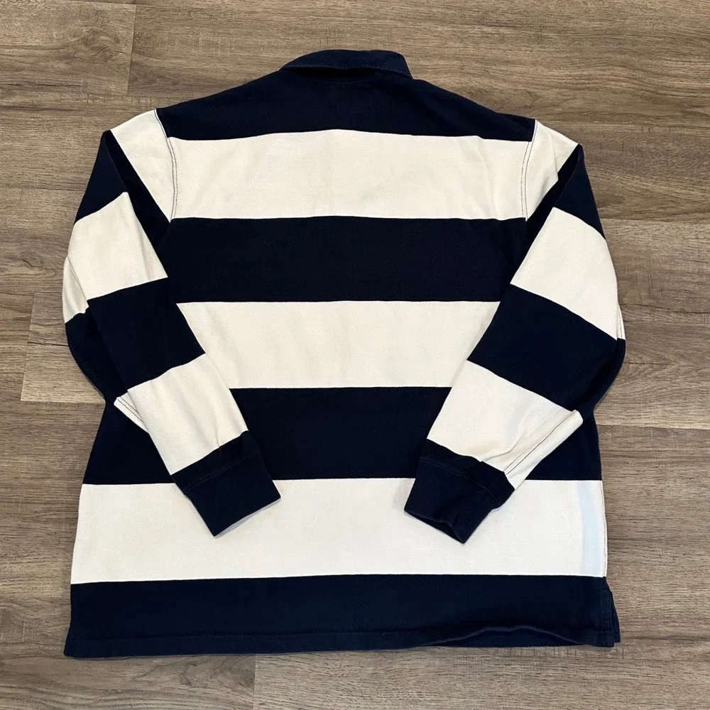 Polo Ralph Lauren Rugby Polo Shirt Mens 2LT 2XLT Big Tall Navy White Striped
